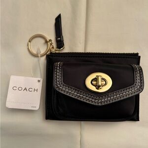 Black Mini Wallet with Gold Key Ring